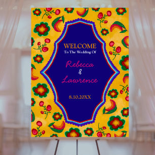 Elegant Mexican vibrant yellow blue wedding Foam Board