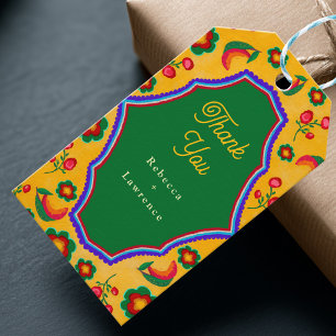  Elegant Mexican vibrant yellow blue wedding Gift Tags