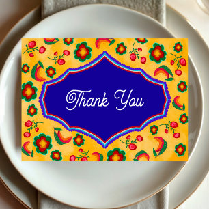  Elegant Mexican vibrant yellow blue wedding Thank You Card