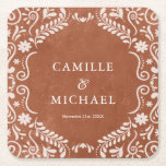 Elegant Mexican Wedding Papel Picado Coaster<br><div class="desc">Celebrate your special day with these stunning Mexican Papel Picado square paper coasters,  perfect for adding an elegant yet traditional touch to your wedding decor. The terracotta color scheme and intricate design make these coasters ideal for rustic or destination weddings.  - Matching items in our Terracotta Papel Picado Collection</div>