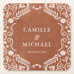 Elegant Mexican Wedding Papel Picado Coaster