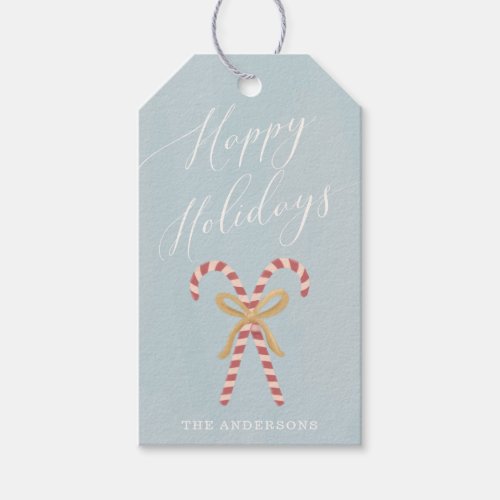 Elegant Mid Century Candy Cane Holiday Gift Tags