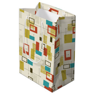 Elegant Mid-Century colorful geometric pattern Medium Gift Bag