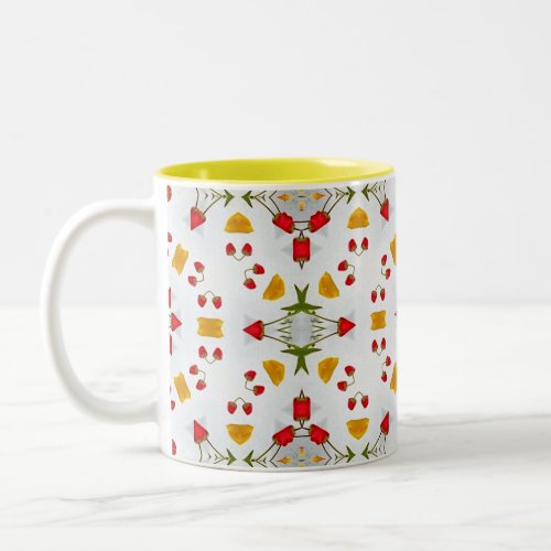 Elegant Mid Century Floral Art Two_Tone Coffee Mug