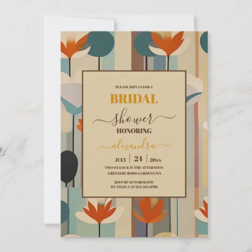 Elegant Mid Century Floral Bridal Shower Invitation