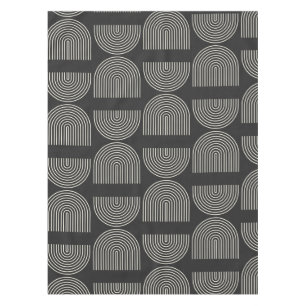 Elegant Mid Century Mod Arch Lines Black and White Tablecloth