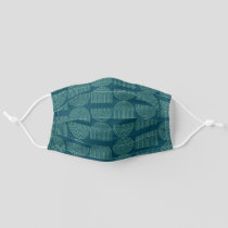 Elegant Mid Century Mod Arch Lines in Teal Blue  Adult Cloth Face Mask