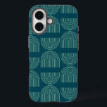 Elegant Mid Century Mod Arch Lines in Teal Blue   iPhone 16 Case<br><div class="desc">Elegant Mid Century Mod Arch Lines in Teal Blue Phone Case</div>