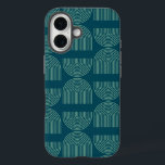 Elegant Mid Century Mod Arch Lines in Teal Blue   iPhone 16 Case<br><div class="desc">Elegant Mid Century Mod Arch Lines in Teal Blue Phone Case</div>