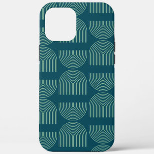Elegant Mid Century Mod Arch Lines in Teal Blue   iPhone 12 Pro Max Case