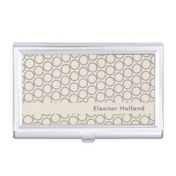 Elegant Mid-Century Mod Tan Pattern Personalized  Business Card Case