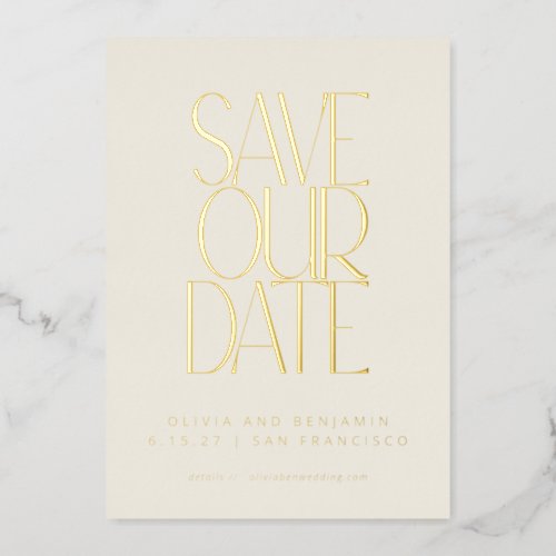 Elegant Mid Century Modern Gold Save the Date Foil Invitation