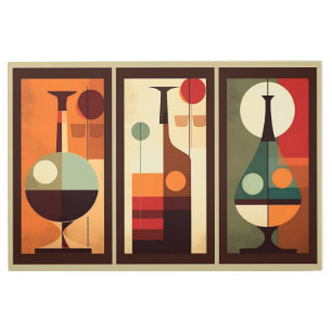 Elegant Mid Century Modern Wine Bottles Metal Wall Print