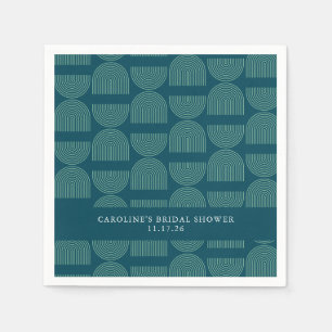 Elegant Mid Mod Arch Teal Custom Bridal Shower Napkins
