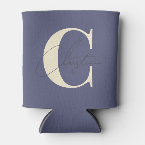 Elegant MidCentury Modern Monogram Lavender Breeze Can Cooler