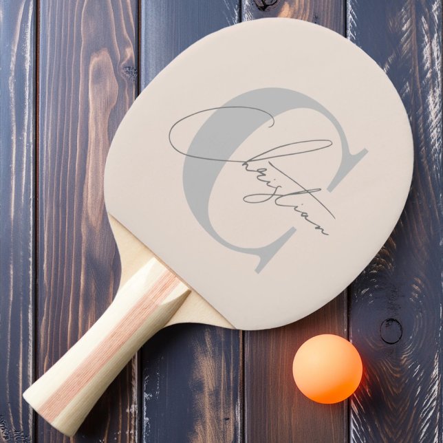 Elegant MidCentury Modern Monogram Sandcastle Pink Ping Pong Paddle (Creator Uploaded)