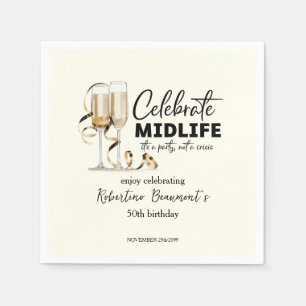 Elegant Midlife Celebration Glasses 50th Birthday Napkins