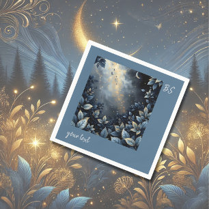 Elegant Midnight Blue and Gold Forest Wedding  Napkins