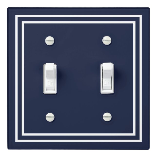 Elegant Midnight Blue and White  Light Switch Cover (In Situ)