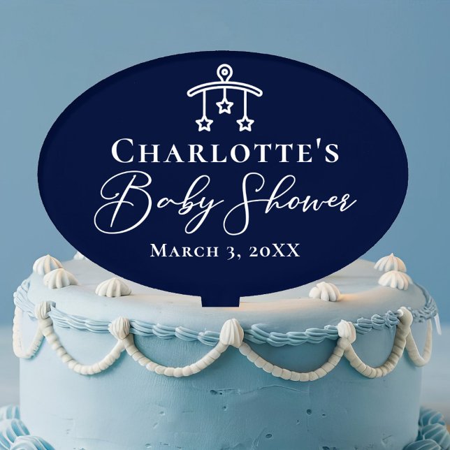 Elegant Midnight Blue Baby Shower Personalized Cake Topper (Creator Uploaded)