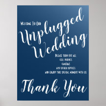 Elegant Midnight Blue Unplugged Wedding Sign