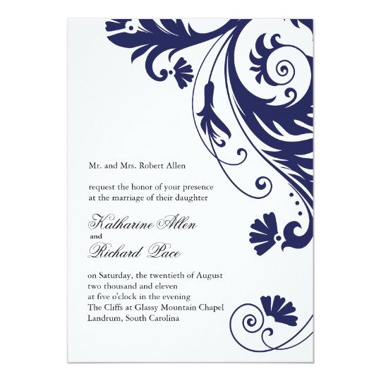 Elegant Midnight Blue Wedding Invitations | Zazzle.com