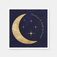 Elegant Midnight Celestial Gold Moon Stars Wedding