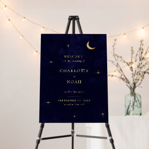 Elegant Midnight Celestial Wedding Welcome Sign