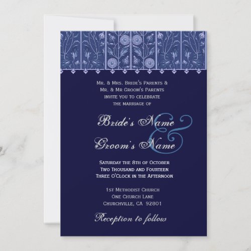 Elegant Midnight Damask Wedding Invitation