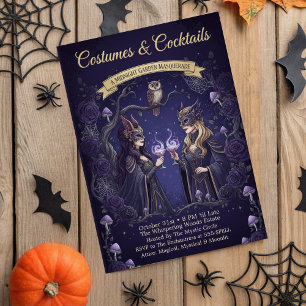Elegant Midnight Garden Costumes & Cocktails Party Invitation