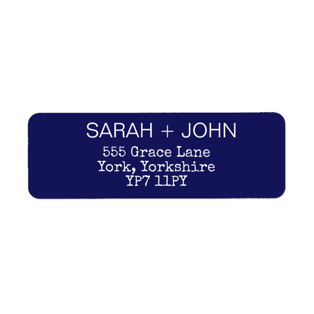 Elegant Midnight Navy Blue Wedding Address Label (Front)