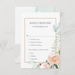 Elegant Midsummer Watercolor Florals   Meal Choice RSVP Card