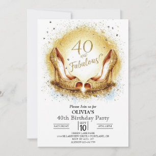 Elegant Milestone Digital Gold 40th Birthday Invitation