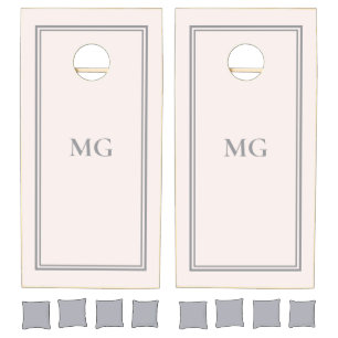 elegant milk pink monogrammed   cornhole set