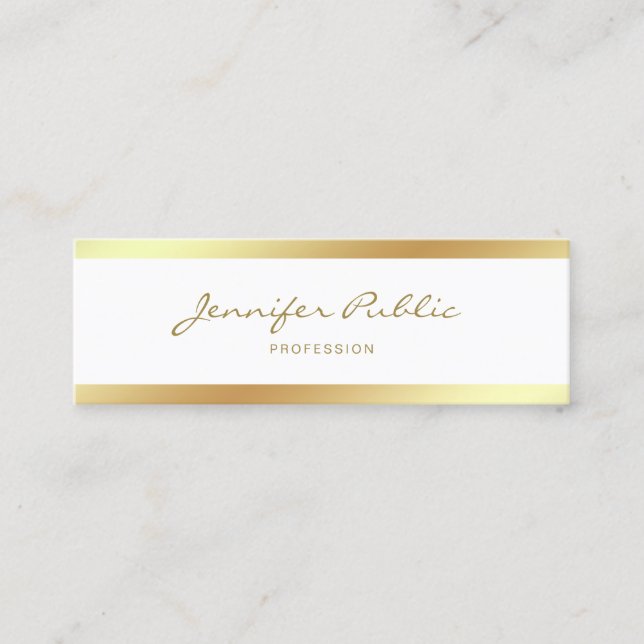 Elegant Mini Calligraphy Script Gold Clean Design Business Card (Front)