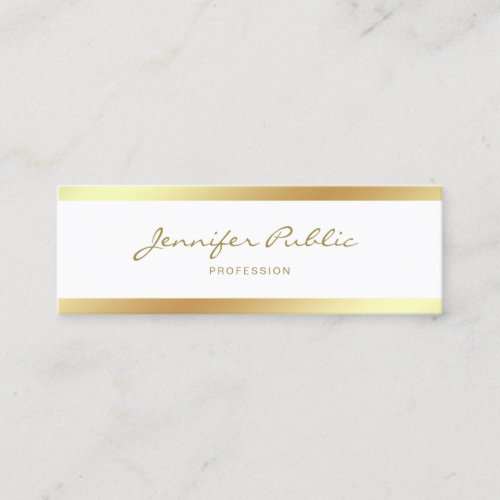 Elegant Mini Calligraphy Script Gold Clean Design Mini Business Card