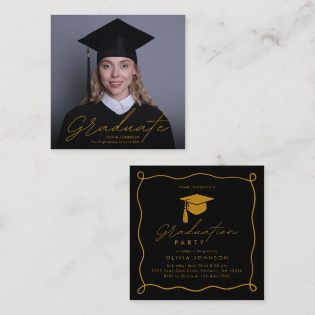 Elegant Mini Photo Graduation Party Enclosure Card (Front/Back)