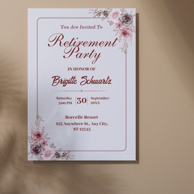 Elegant & Minialist Photo Retirement Party Invite (Celebrate with Elegance: Photo Script Retirement Invitations)
