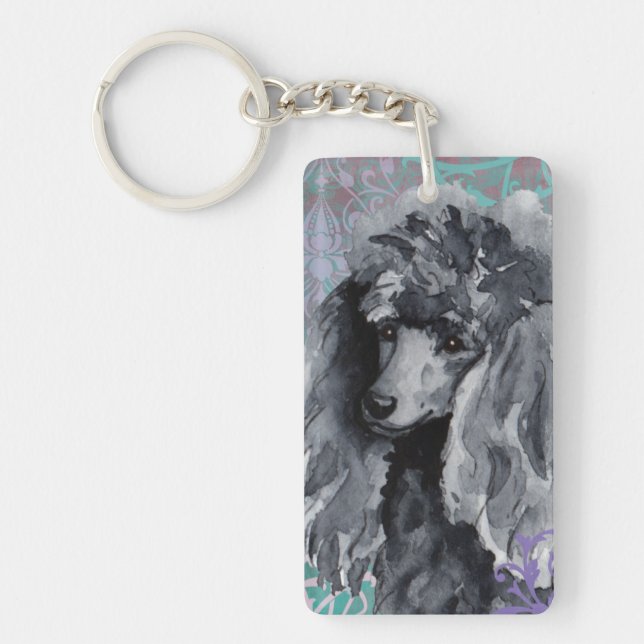 Elegant Miniature Poodle Keychain (Front)