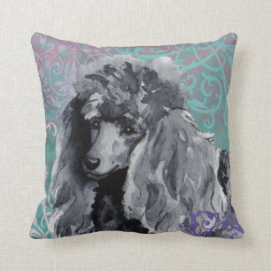 Elegant Miniature Poodle Throw Pillow