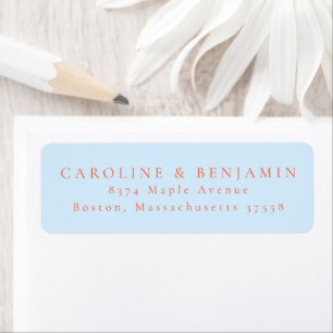 Elegant Minima Blue Orange Wedding Return Address Label
