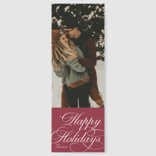 Elegant Minimal 1 Photo Red Christmas Holiday Card Bookmarks
