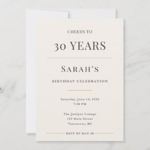 Elegant Minimal 30th Birthday Celebration Invitation