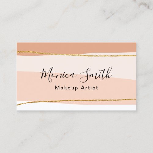 Elegant minimal abstract gold glitter makeup business card