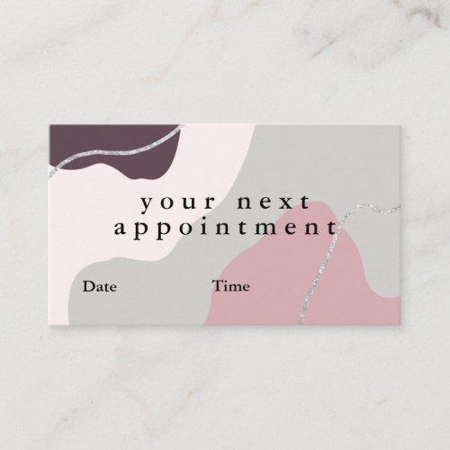 Elegant minimal abstract silver glitter appointment card