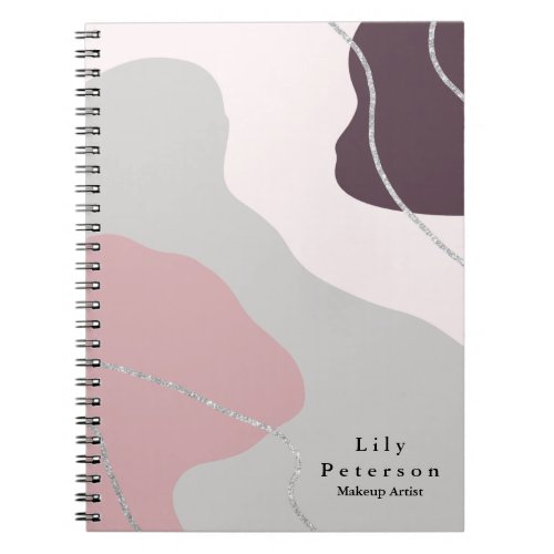 Elegant minimal abstract silver glitter notebook