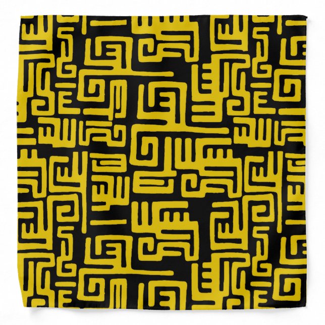 Elegant Minimal African Tribal Pattern Yellow Line Bandana (Front)