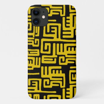 Elegant Minimal African Tribal Pattern Yellow Line Iphone 11 Case by its_sparkle_motion at Zazzle