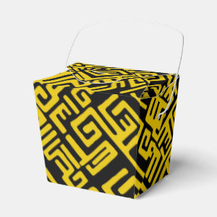 Elegant Minimal African Tribal Pattern Yellow Line Favor Boxes