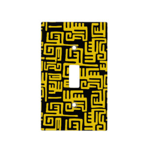Elegant Minimal African Tribal Pattern Yellow Line Light Switch Cover